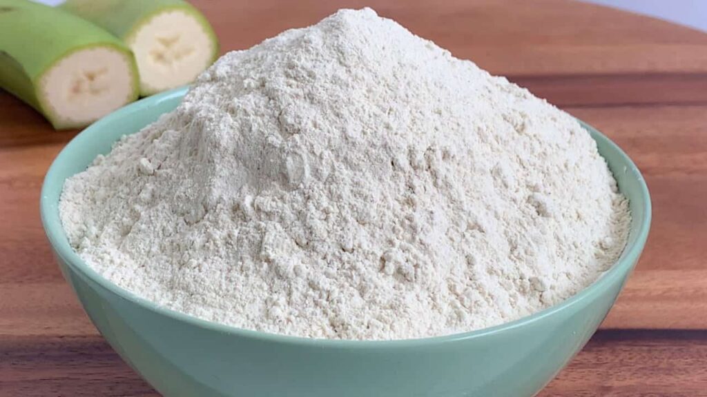 milled plantain flour in a bowl